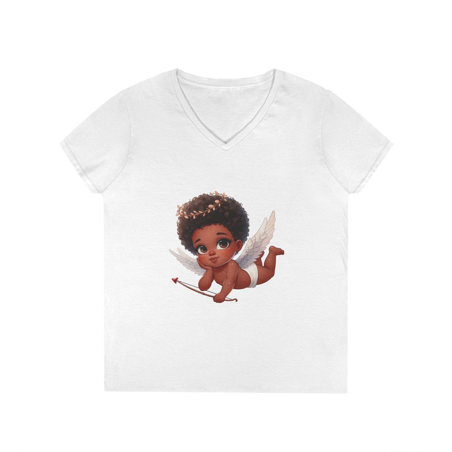 African America Baby Cupid 4 - Ladies' V-Neck T-Shirt