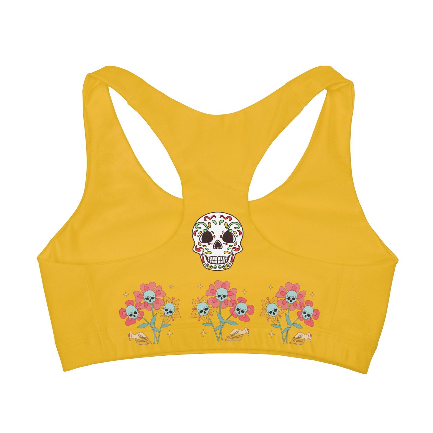 Girls' Skelton Skull Double Lined Seamless Sports Bra (AOP)