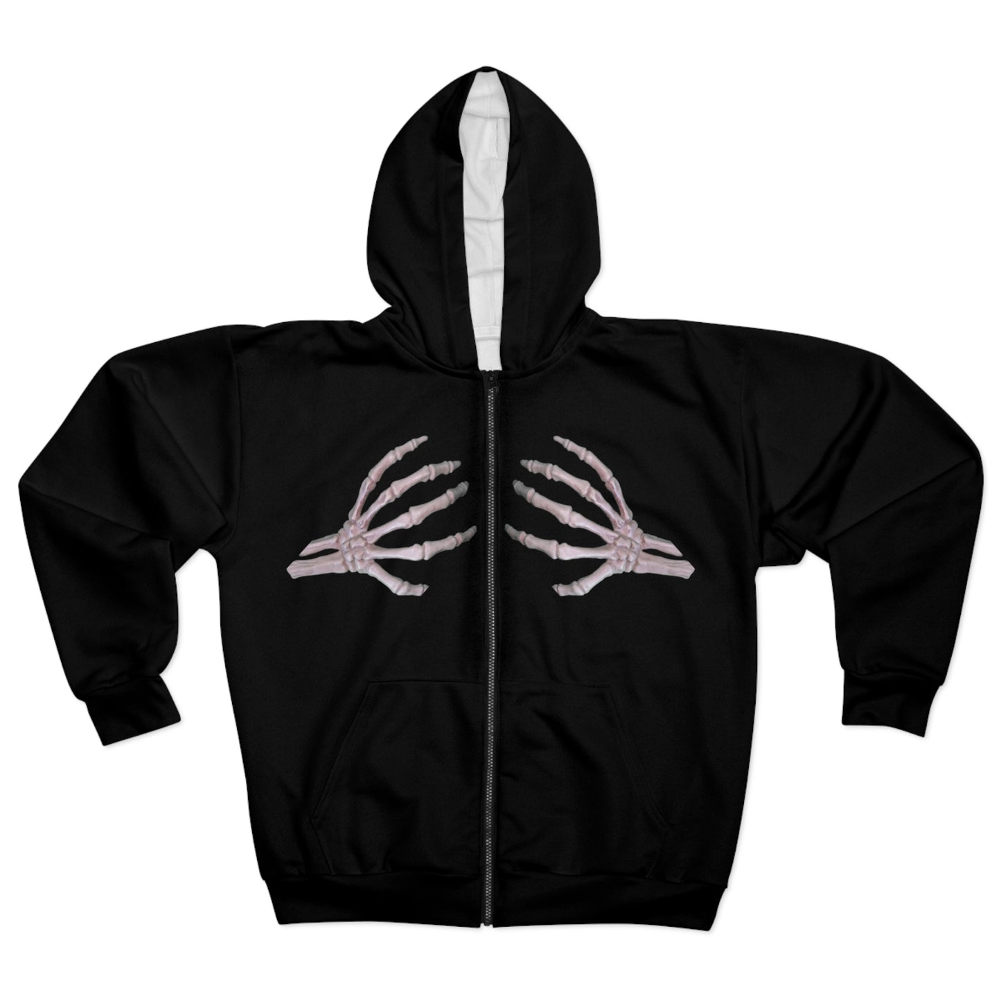 Skelton Hands Zip Hoodie - Black