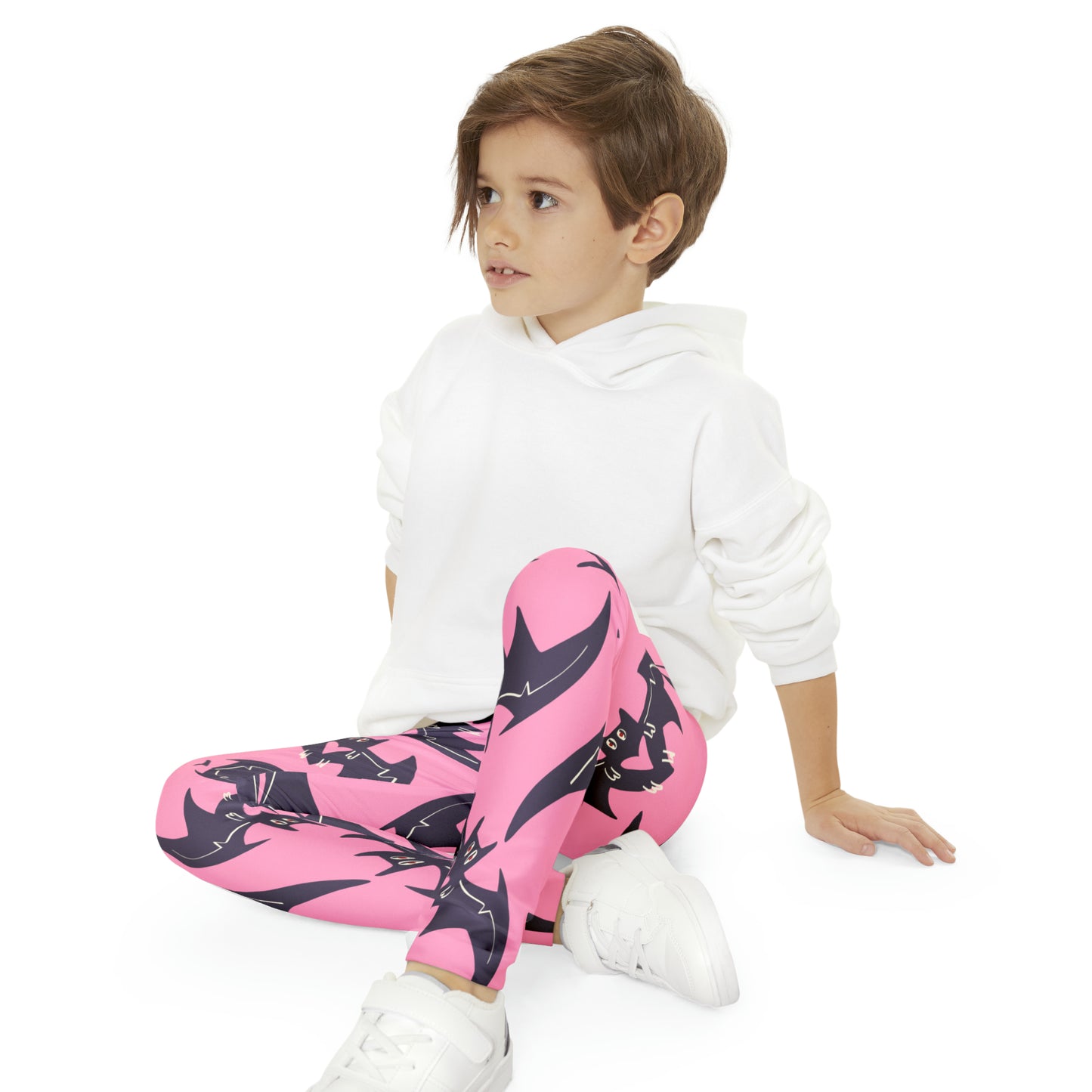 Pink Bats Girls Full-Length Leggings