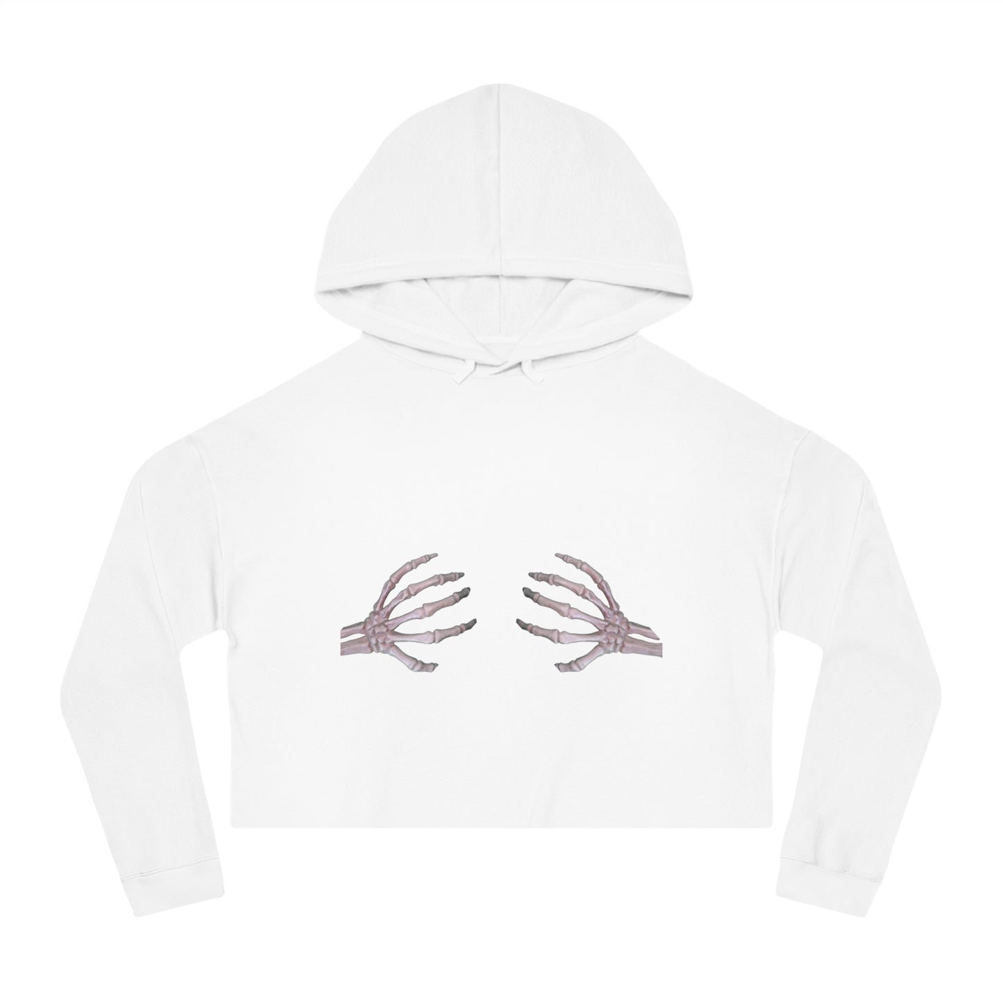 Skelton Hands Women’s Cropped Hooded Sweatshirt - White