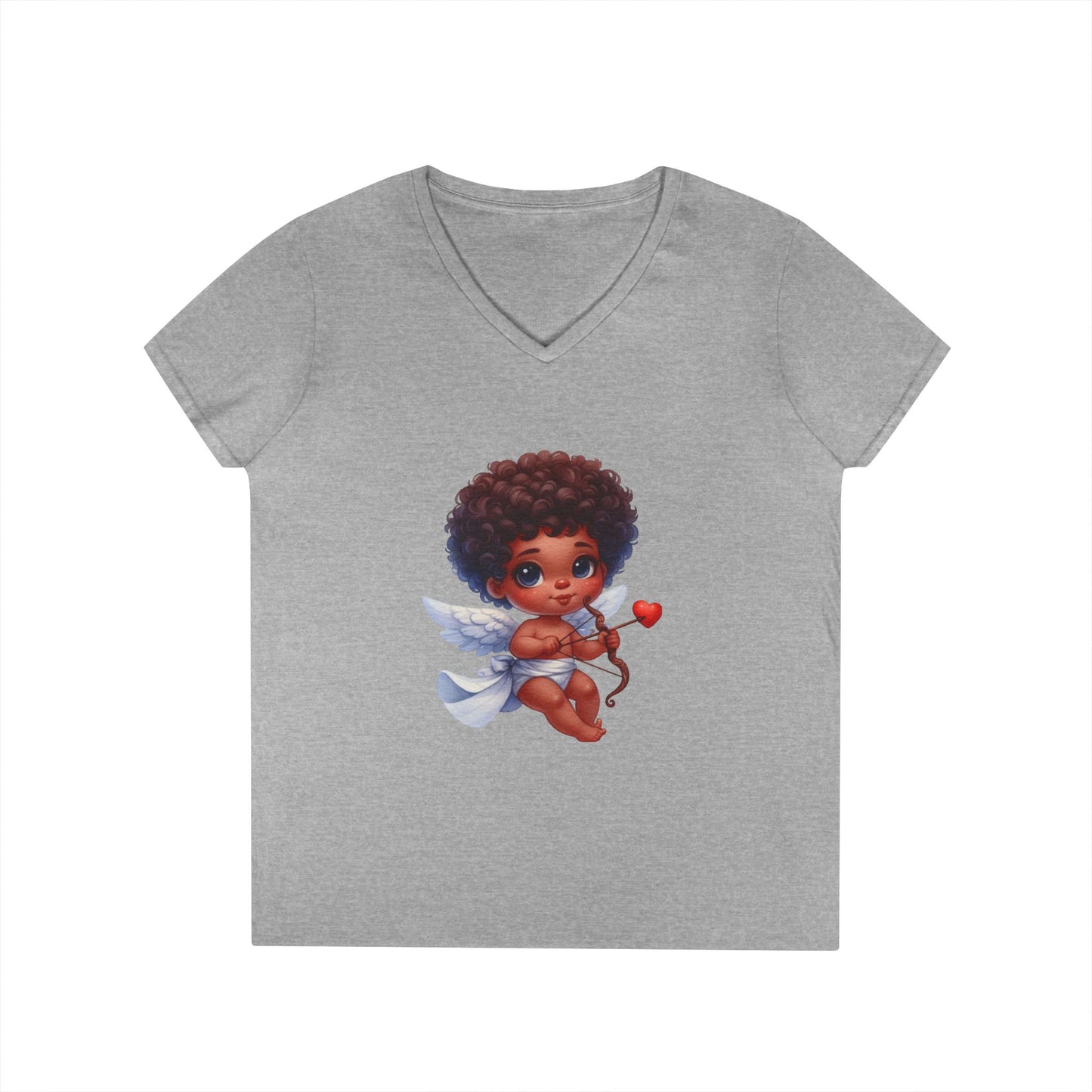 African America Baby Cupid 3 - Ladies' V-Neck T-Shirt