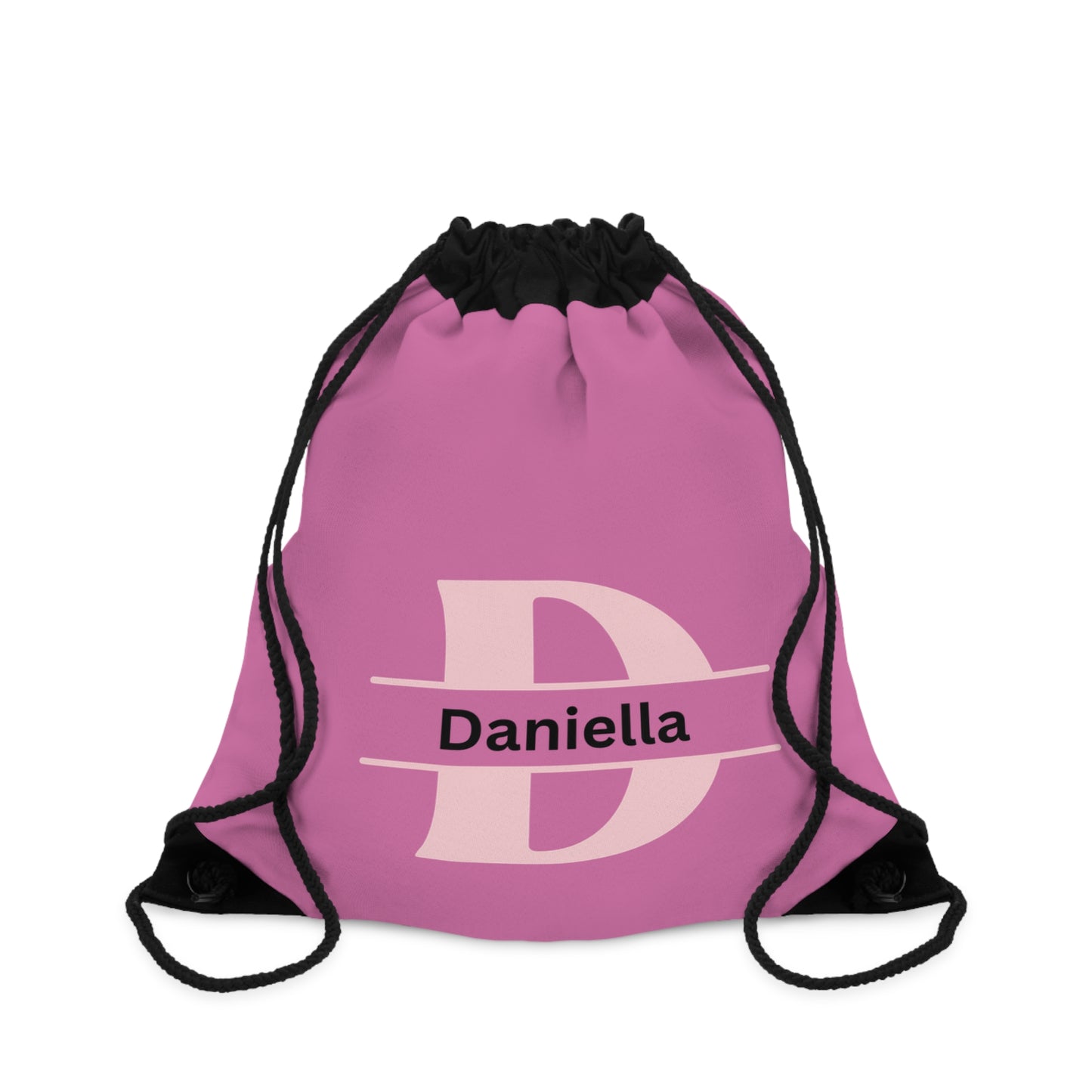 Pink Monogrammed Girls Drawstring Bag