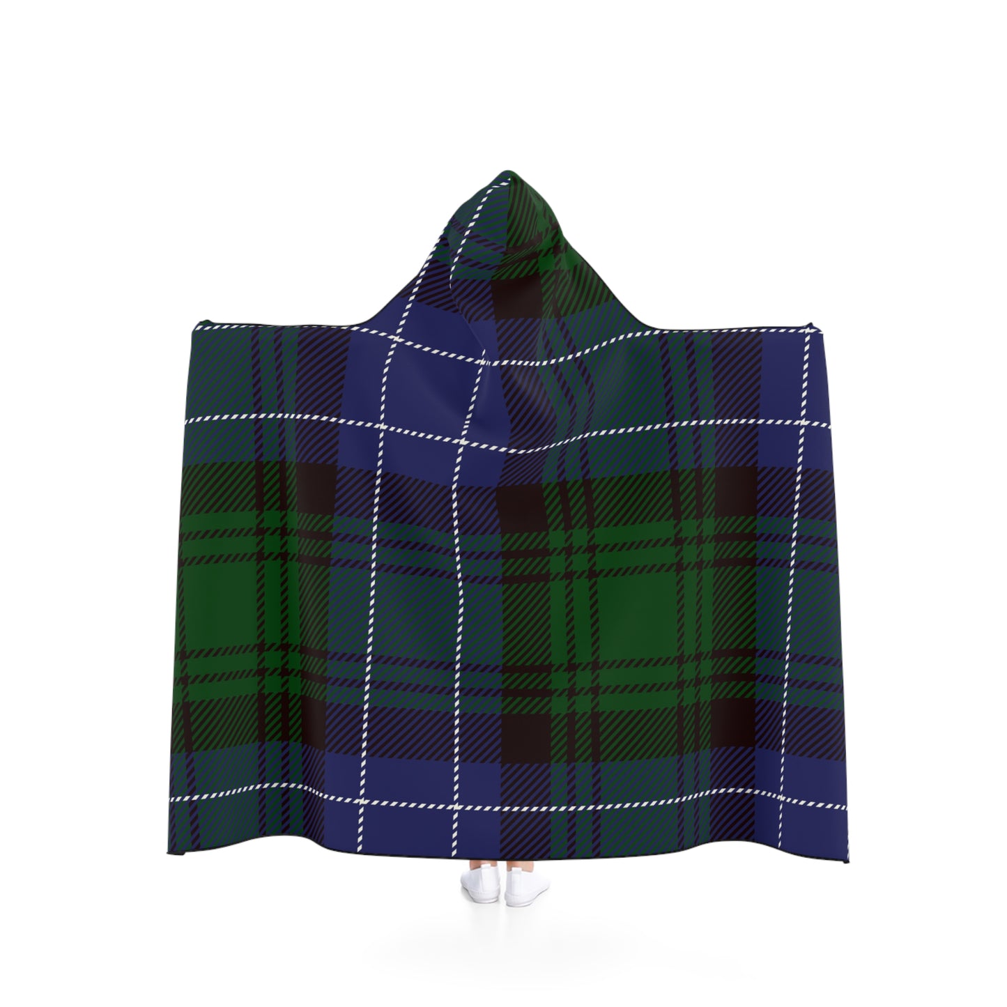 Hooded Blanket - Blue/Green Tartan