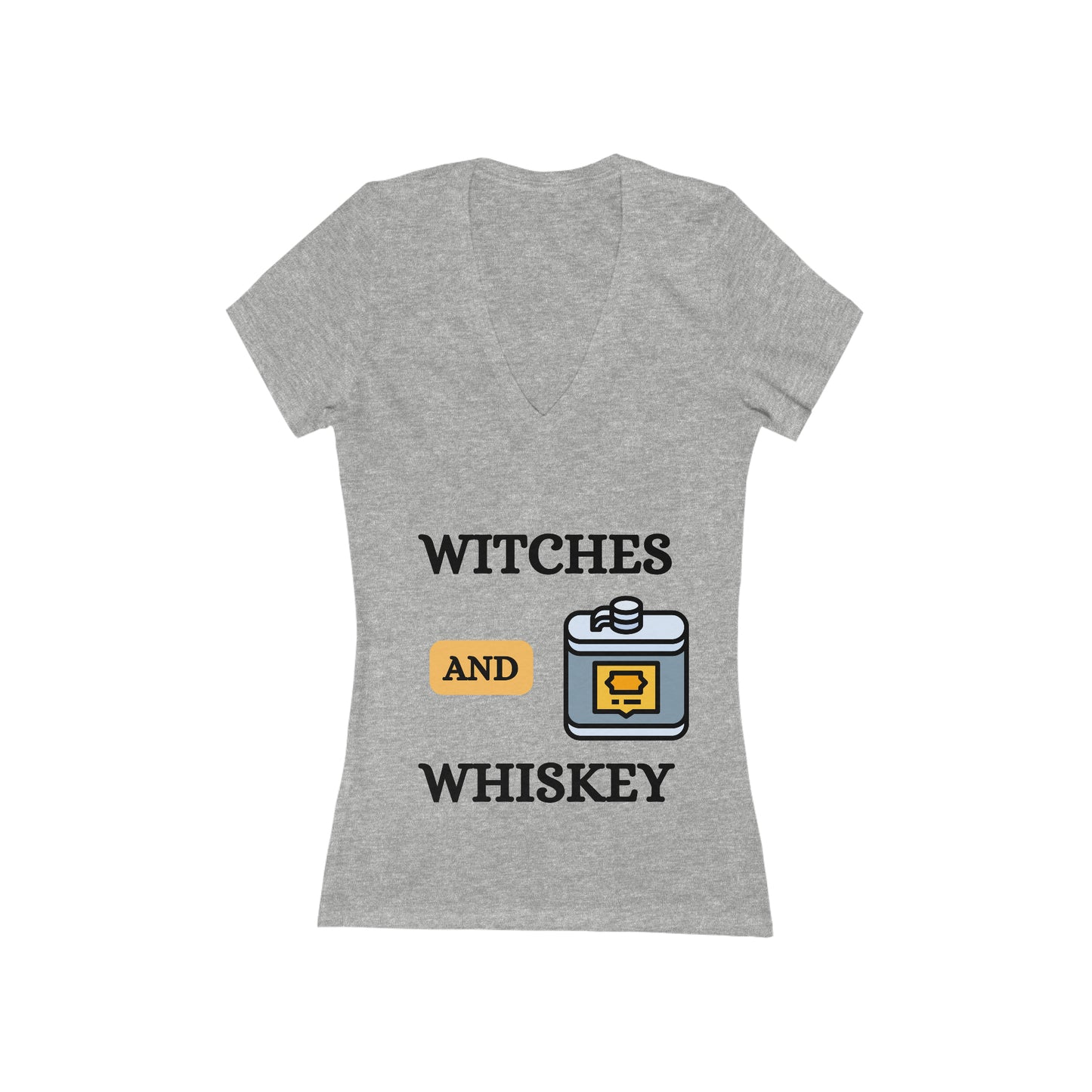 Witches and whiskey Women's Short Sleeve Deep V-Neck Tee