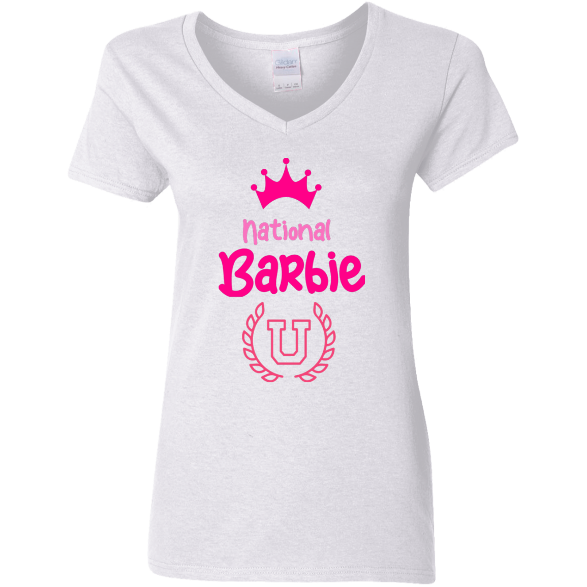 National Barbie U Ladies' 5.3 oz. V-Neck T-Shirt-G500VL