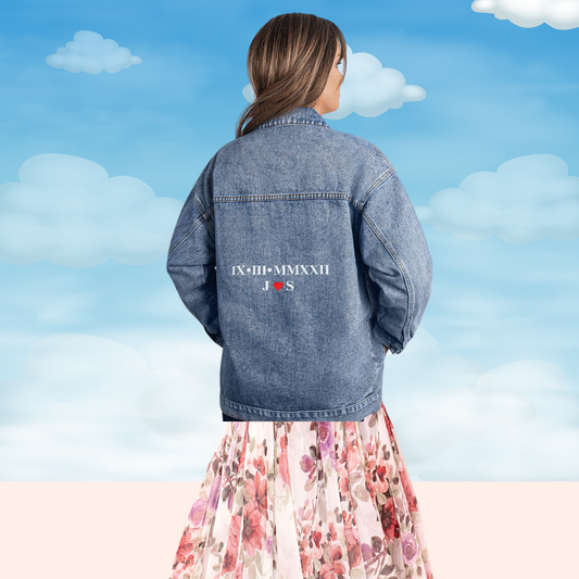 Personalized Women's Roman Numeral Anniversary Denim Jacket
