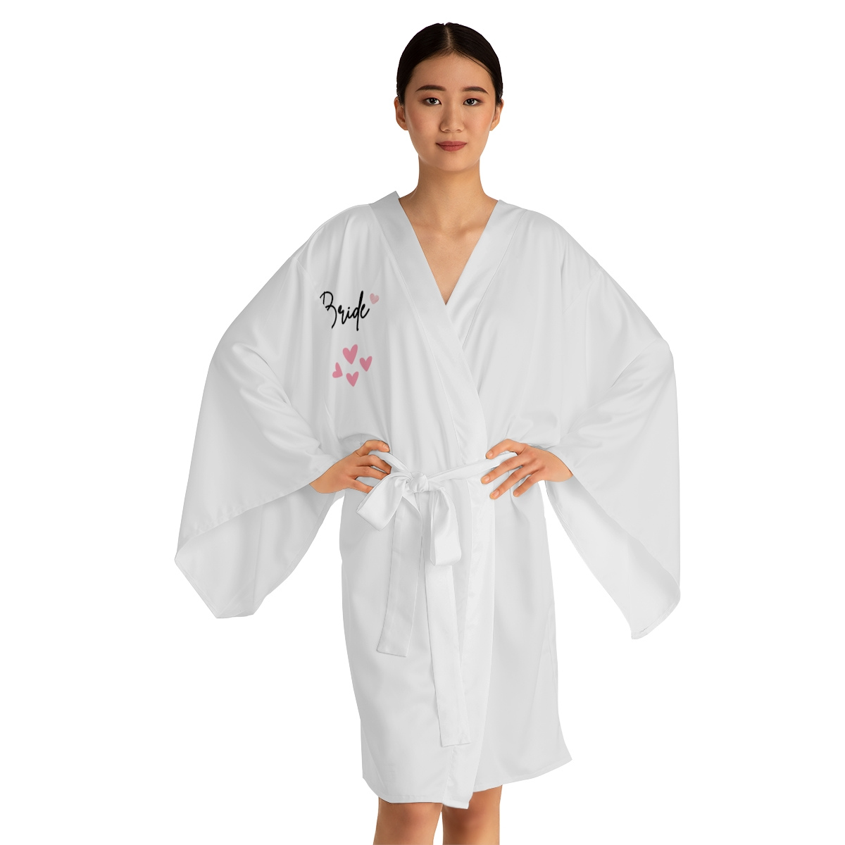 Bride/Wedding Long Sleeve Kimono Robe - White