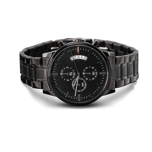 Custom Black Chronograph Watch - Engravable