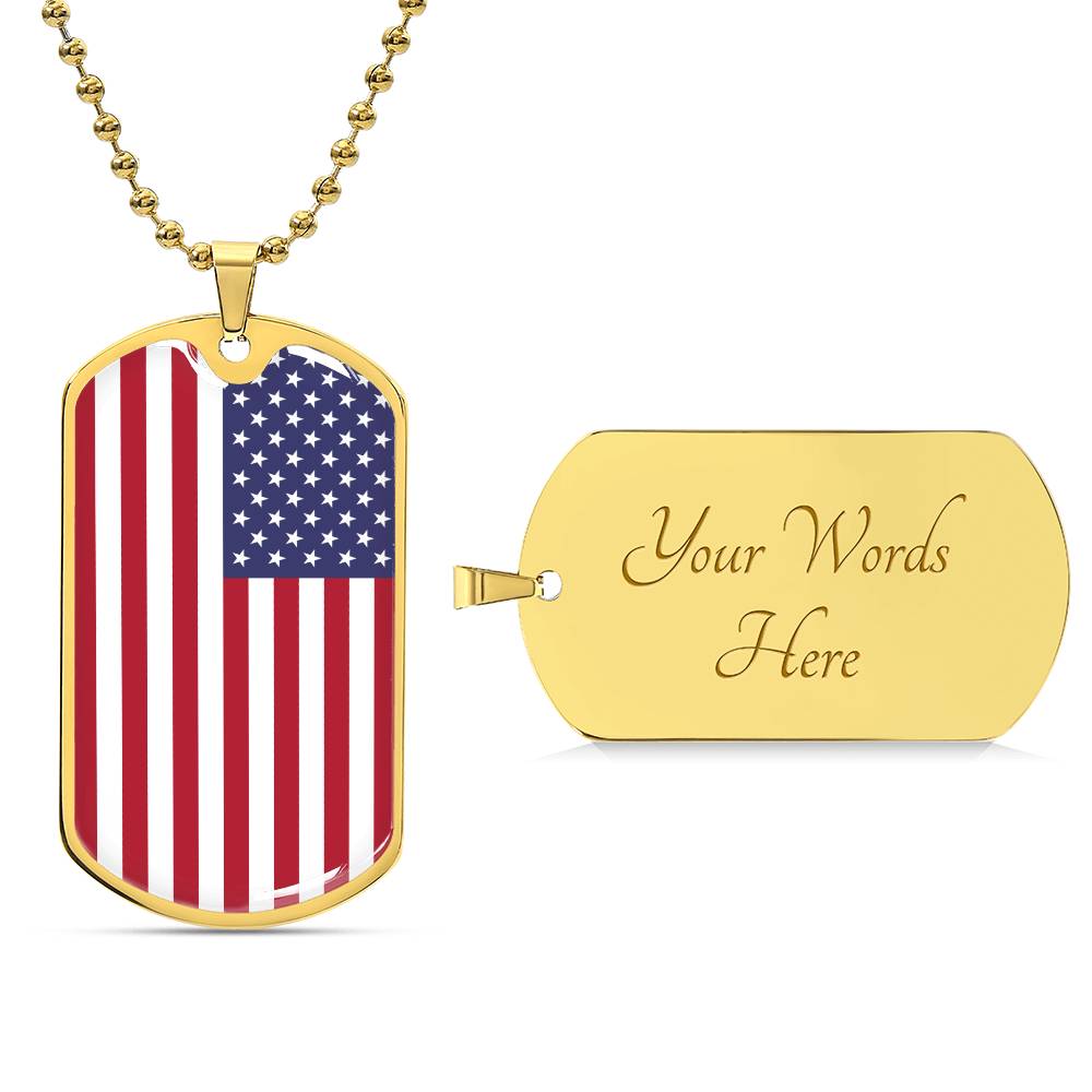 American Flag Dog Tag Necklace