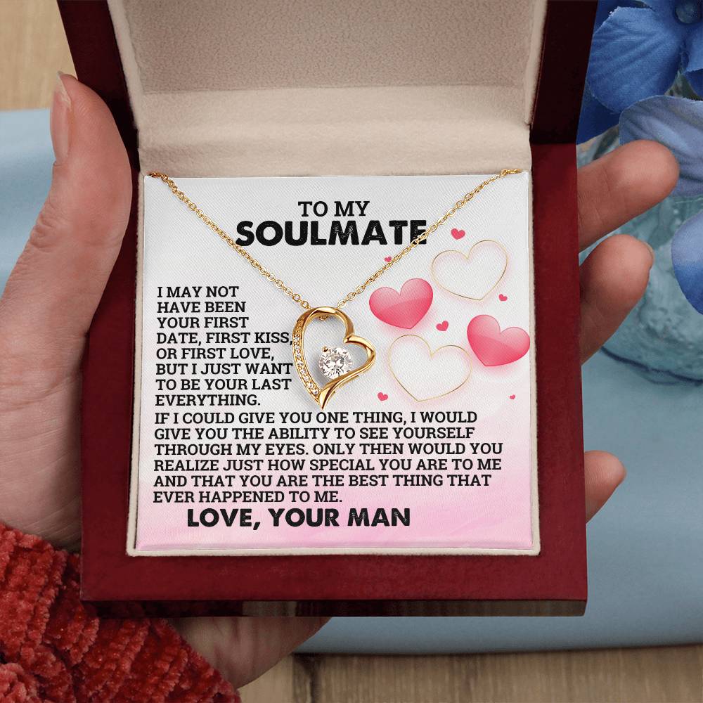 Valentine Heart Gold Forever Love Necklace For My Soulmate