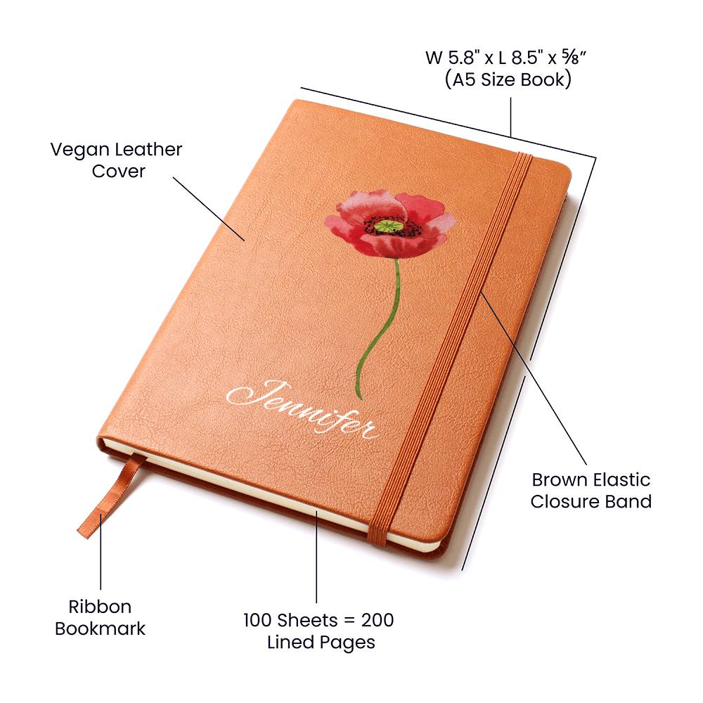 Aug - Personalized Custom Birth Month Flower Journal