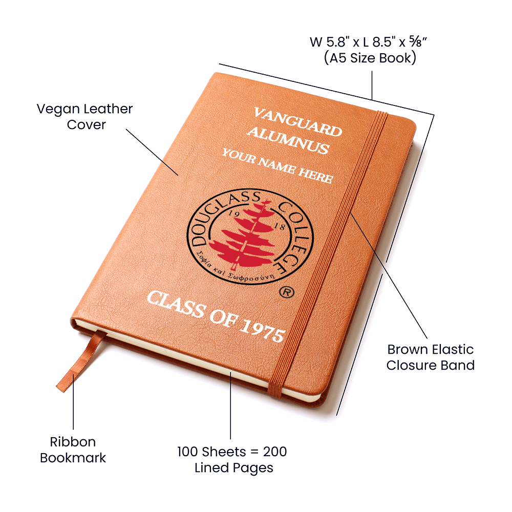 Douglass College Vanguard Alumnus Graphic Vegan Leather Journal - Class of 1975