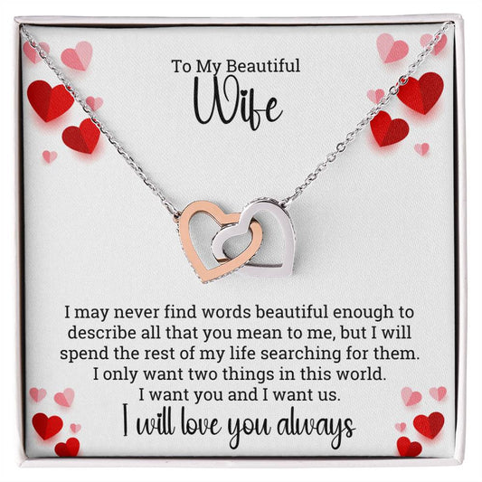 Interlocking Hearts Necklace For Wife - Love You Always