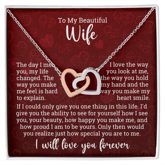 Valentine Interlocking Hearts Necklace For Wife - Will Love You Forever