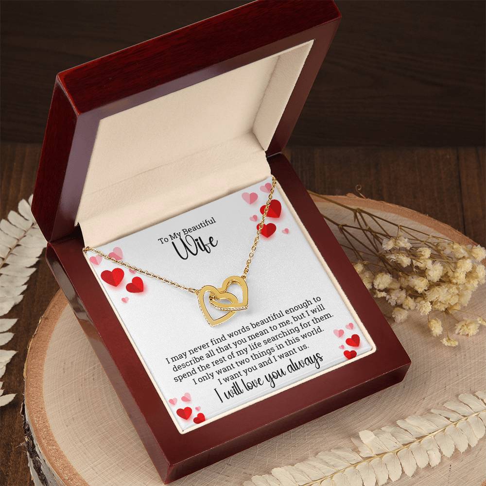 Interlocking Hearts Necklace For Wife - Love You Always