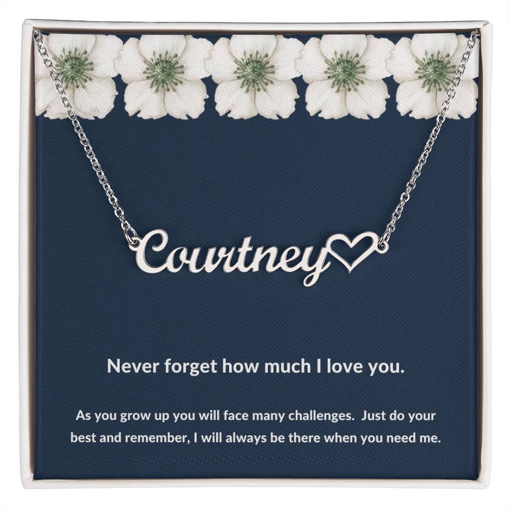 Navy & White Flower Name Necklace