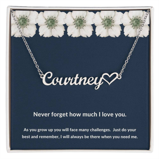 Navy & White Flower Name Necklace