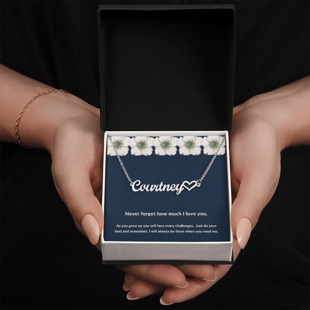 Navy & White Flower Name Necklace