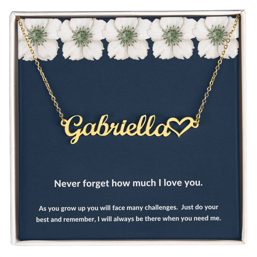 Navy & White Flower Name Necklace