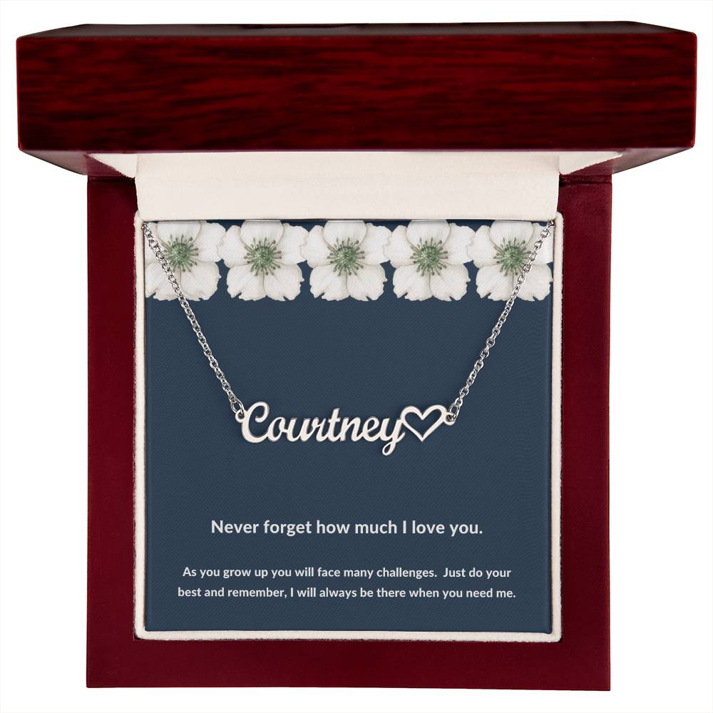 Navy & White Flower Name Necklace