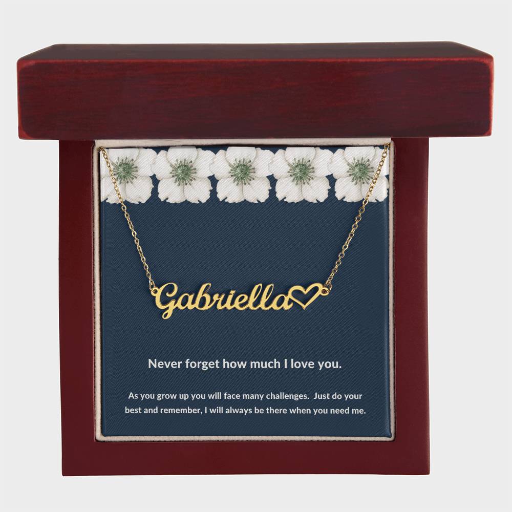 Navy & White Flower Name Necklace