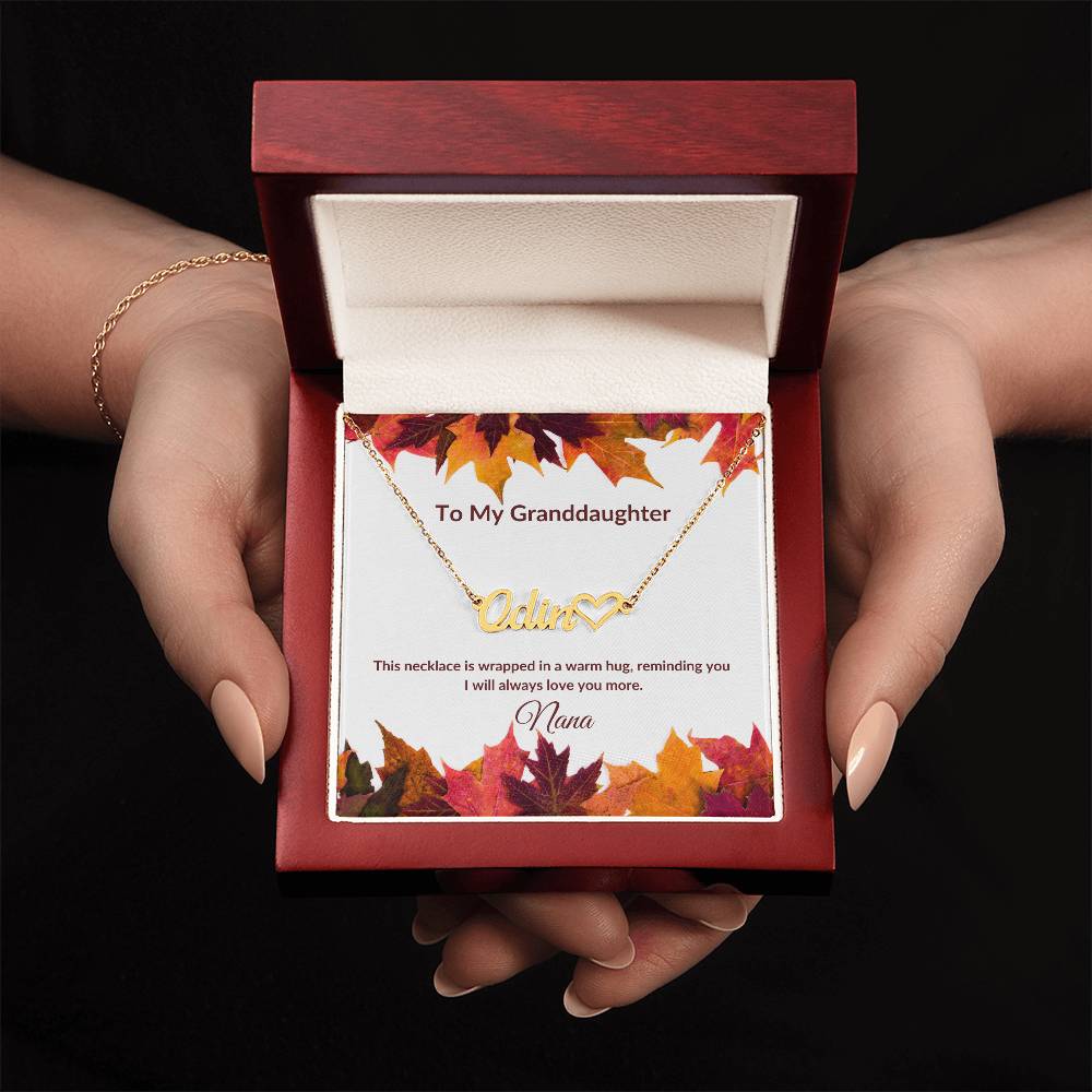 To My Granddaughter Fall Name Necklace