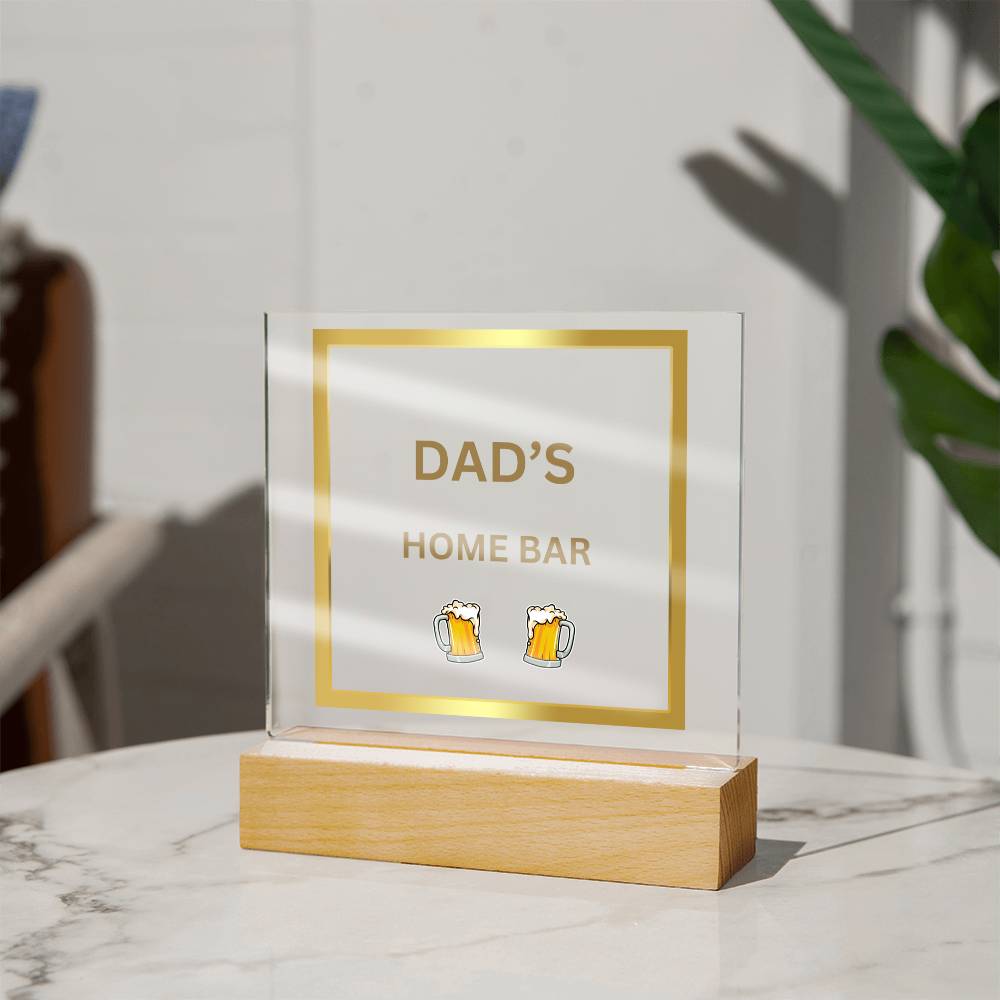 Dad's Home Bar Acrylic Plaque/Night Light - Gold