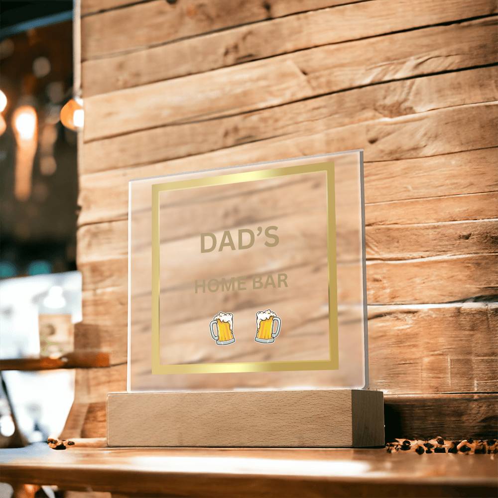 Dad's Home Bar Acrylic Plaque/Night Light - Gold