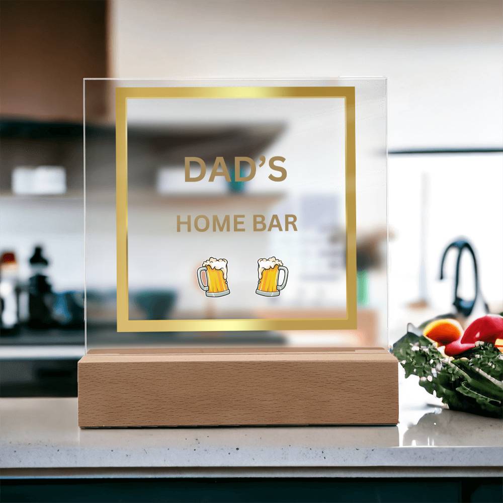 Dad's Home Bar Acrylic Plaque/Night Light - Gold