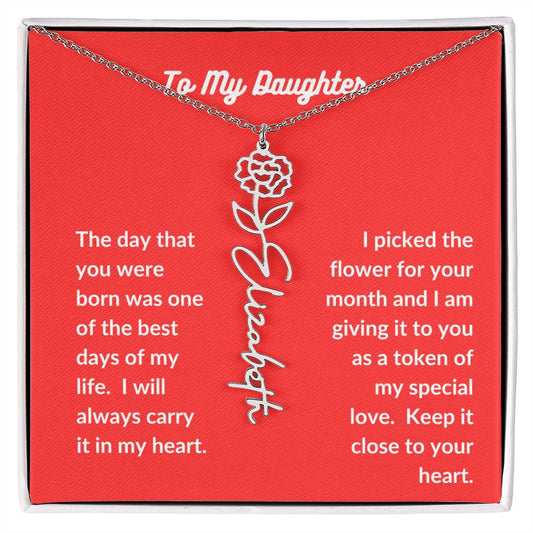 To my Daughter Flower Name Necklace - All Months