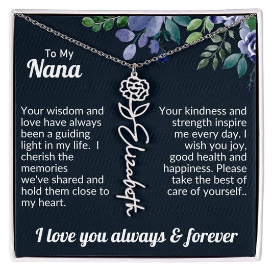 Personalized Flower Name Necklace For Nana