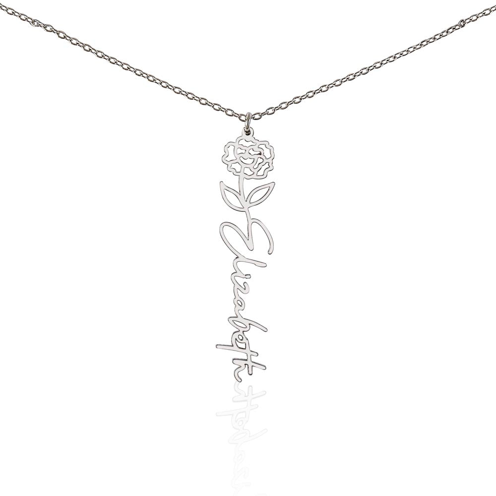 Birth Month Flowers Name Necklace