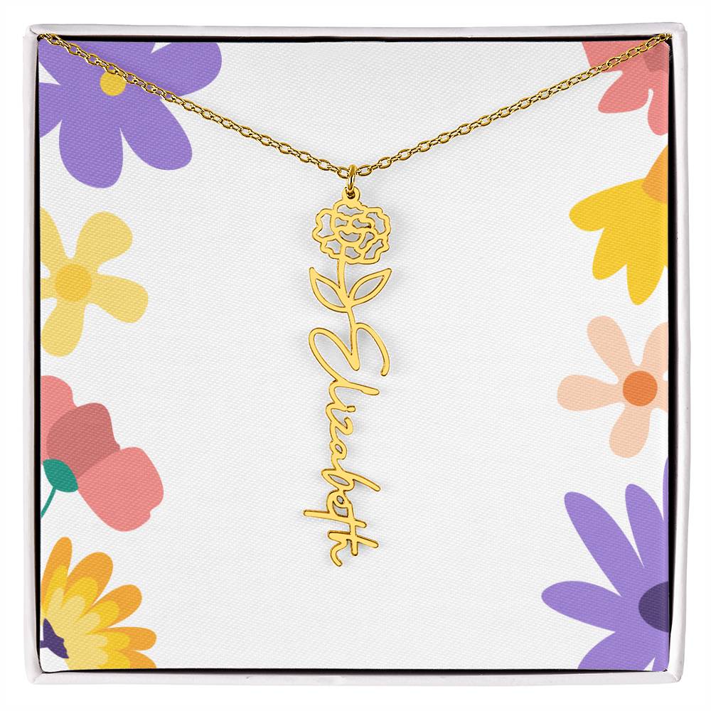 Birth Month Flowers Name Necklace