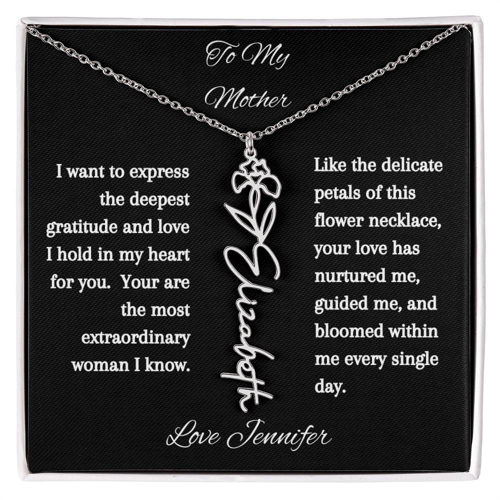 Personalized Birth Flowers Dainty Name Necklace For Mom