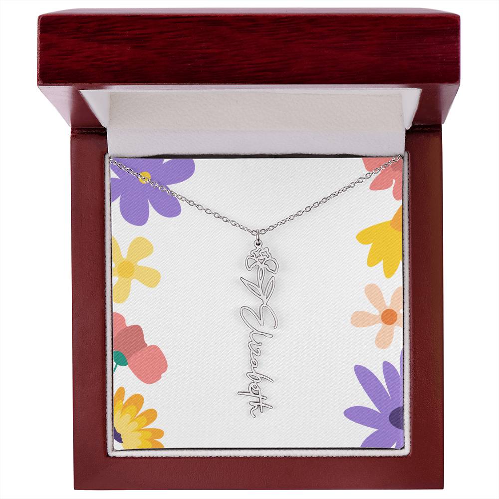 Birth Month Flowers Name Necklace