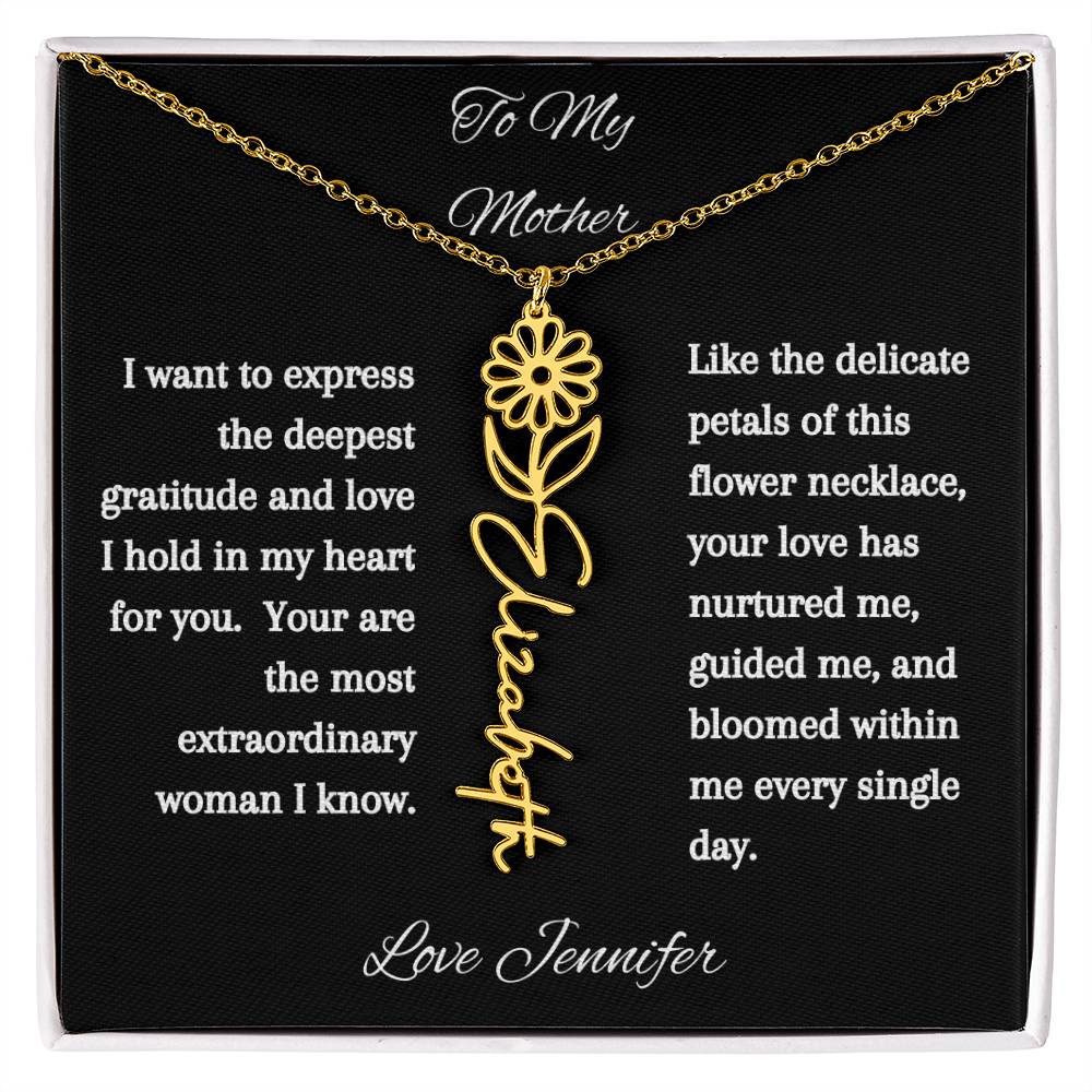Personalized Birth Flowers Dainty Name Necklace For Mom