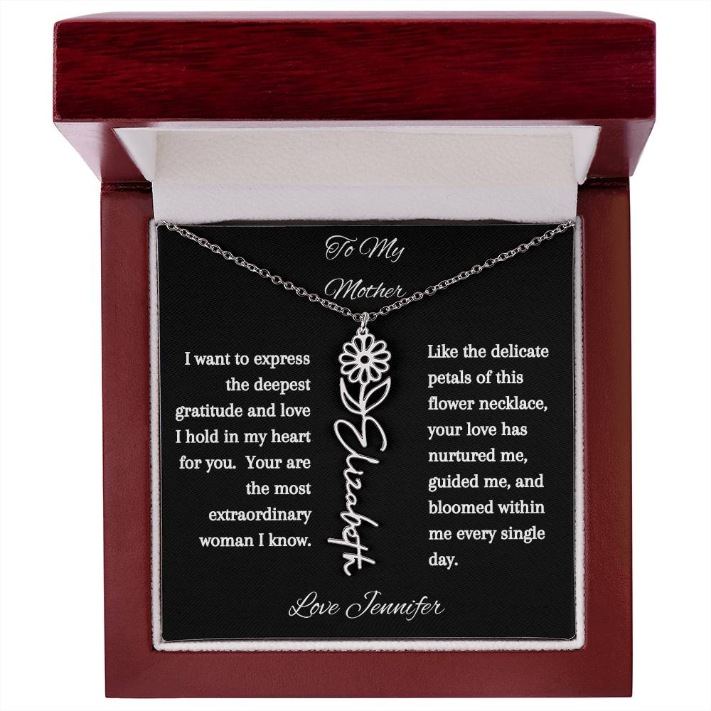 Personalized Birth Flowers Dainty Name Necklace For Mom