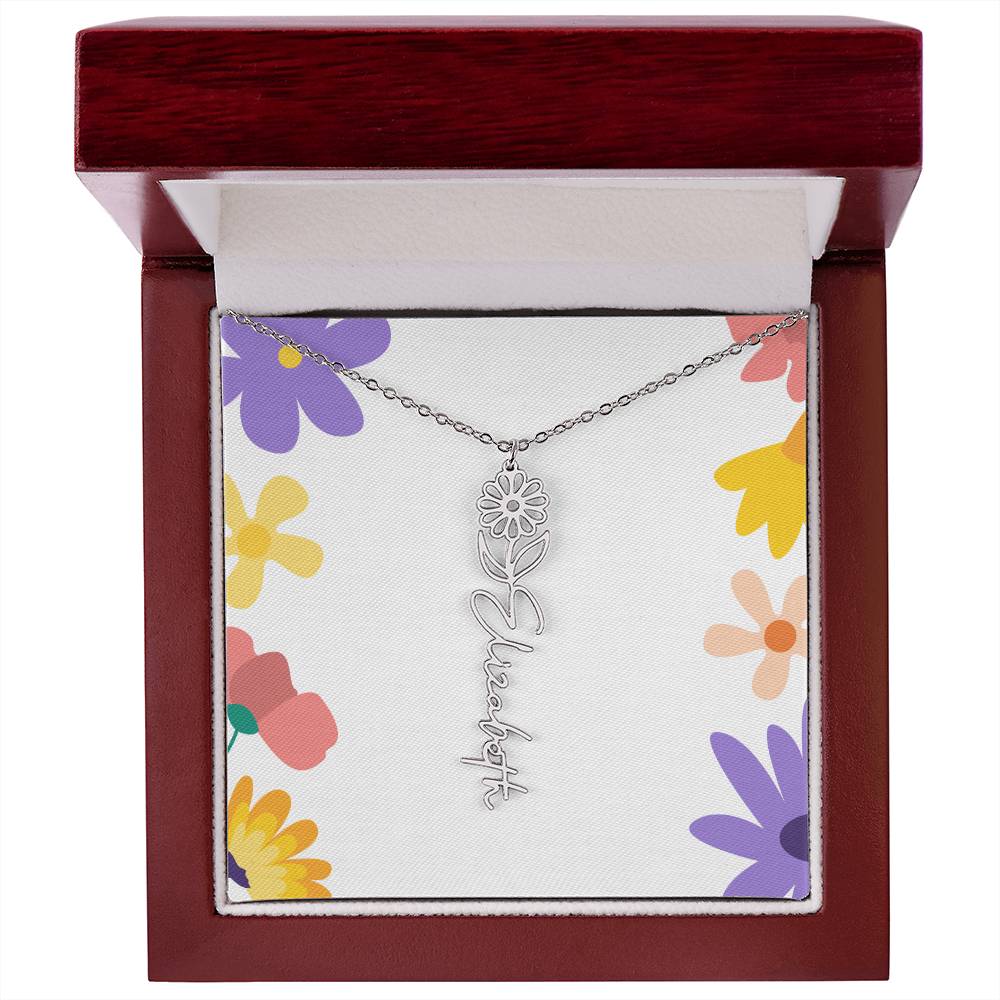Birth Month Flowers Name Necklace