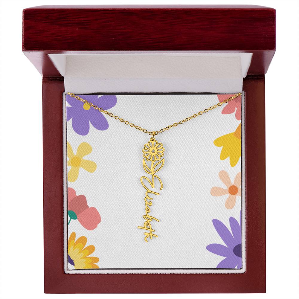 Birth Month Flowers Name Necklace