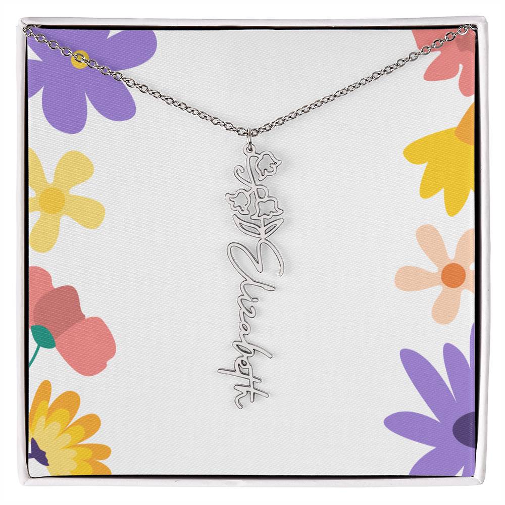 Birth Month Flowers Name Necklace
