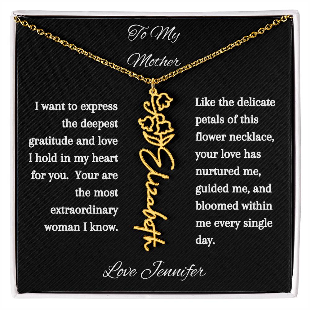 Personalized Birth Flowers Dainty Name Necklace For Mom
