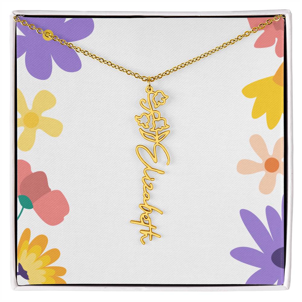 Birth Month Flowers Name Necklace