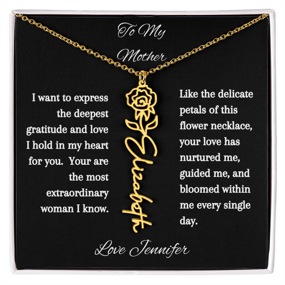 Personalized Birth Flowers Dainty Name Necklace For Mom