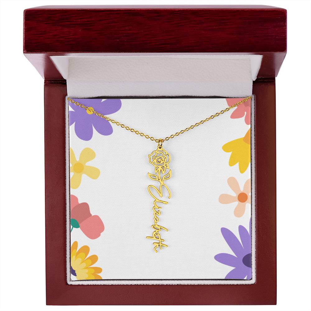 Birth Month Flowers Name Necklace