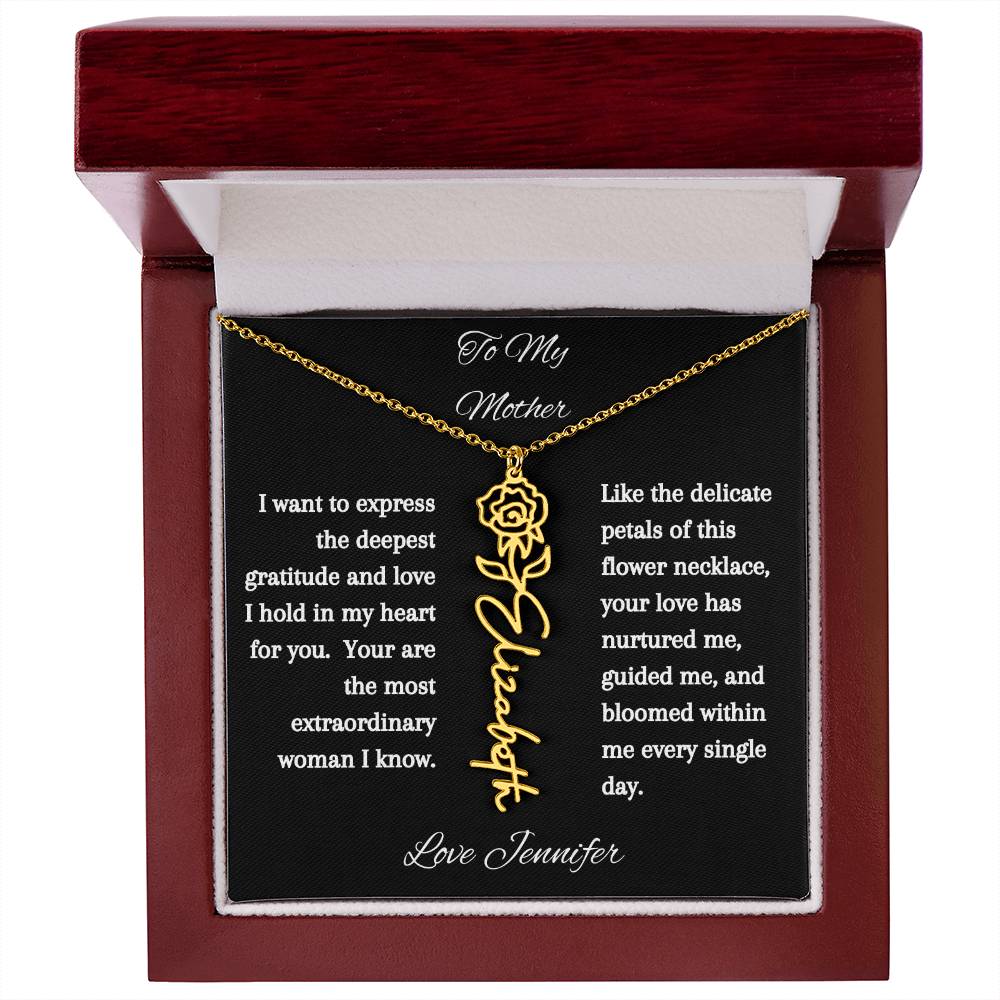 Personalized Birth Flowers Dainty Name Necklace For Mom