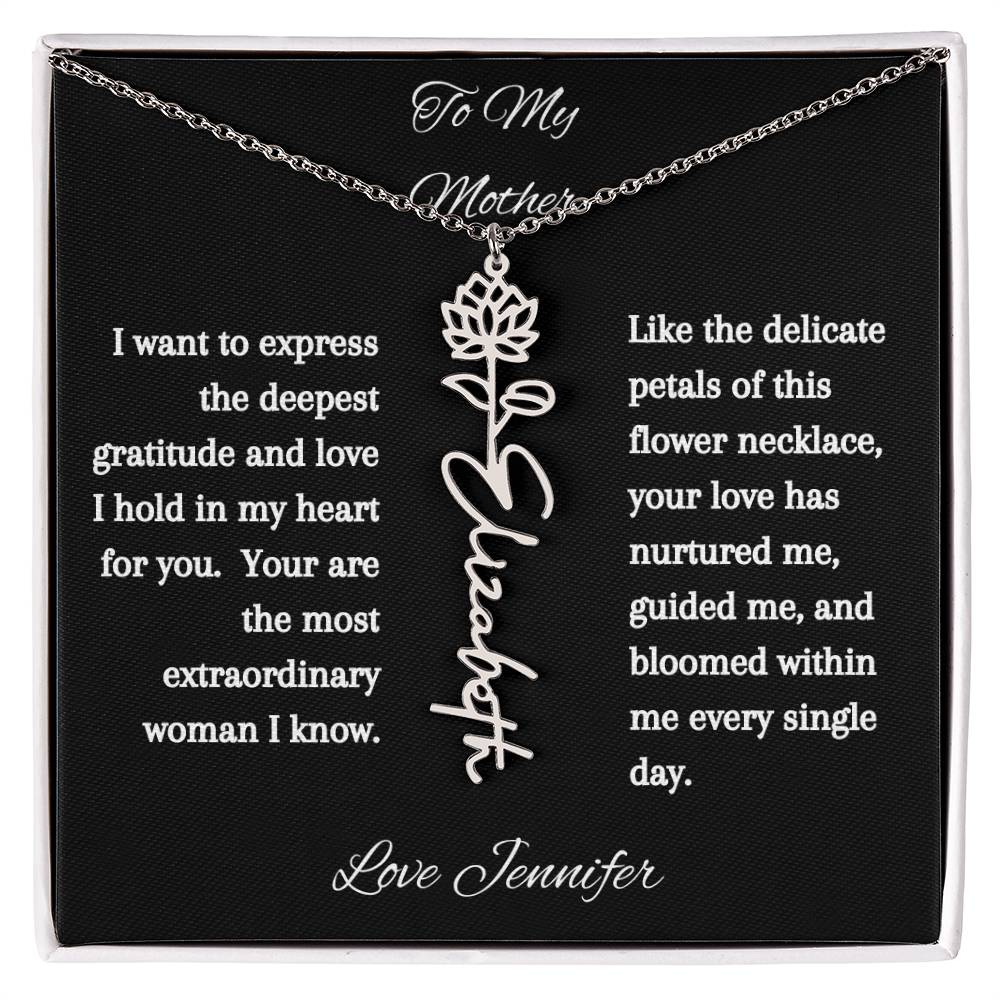 Personalized Birth Flowers Dainty Name Necklace For Mom