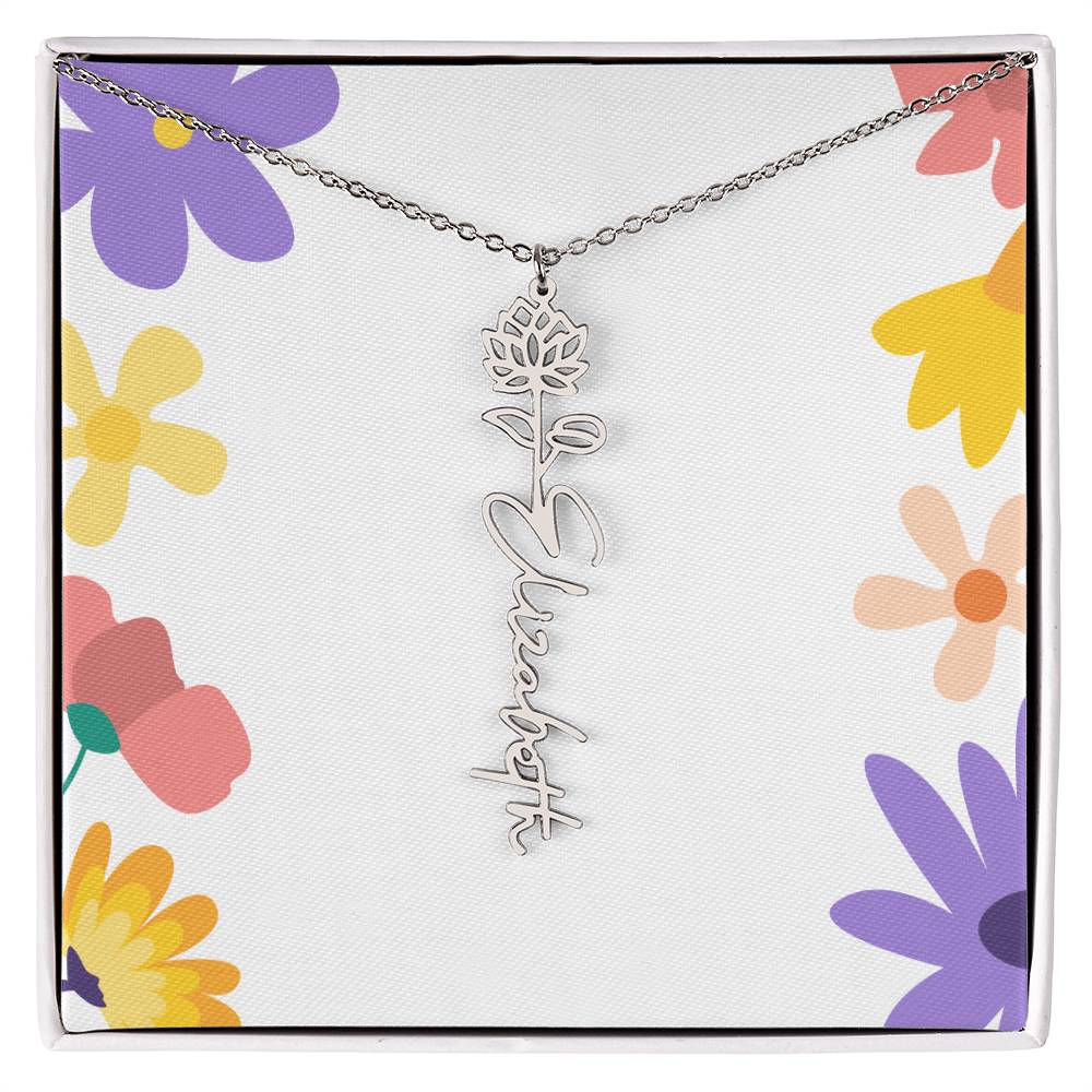 Birth Month Flowers Name Necklace