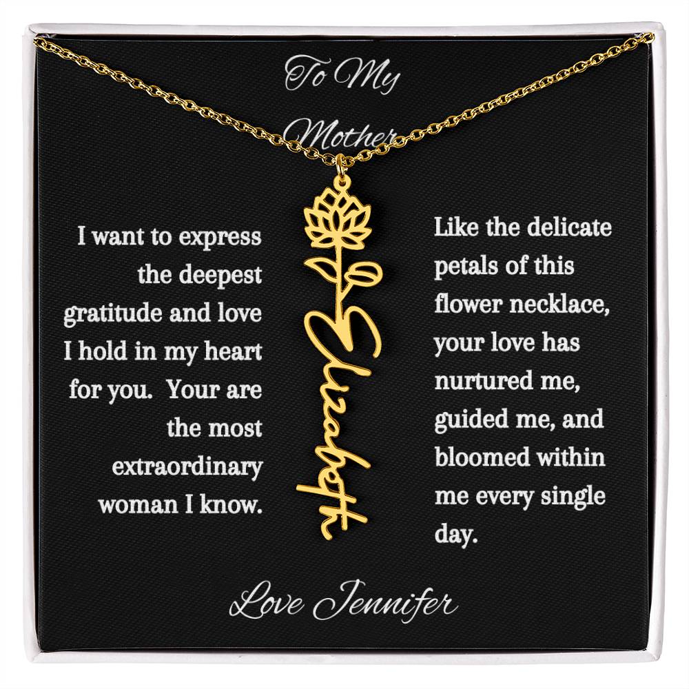 Personalized Birth Flowers Dainty Name Necklace For Mom