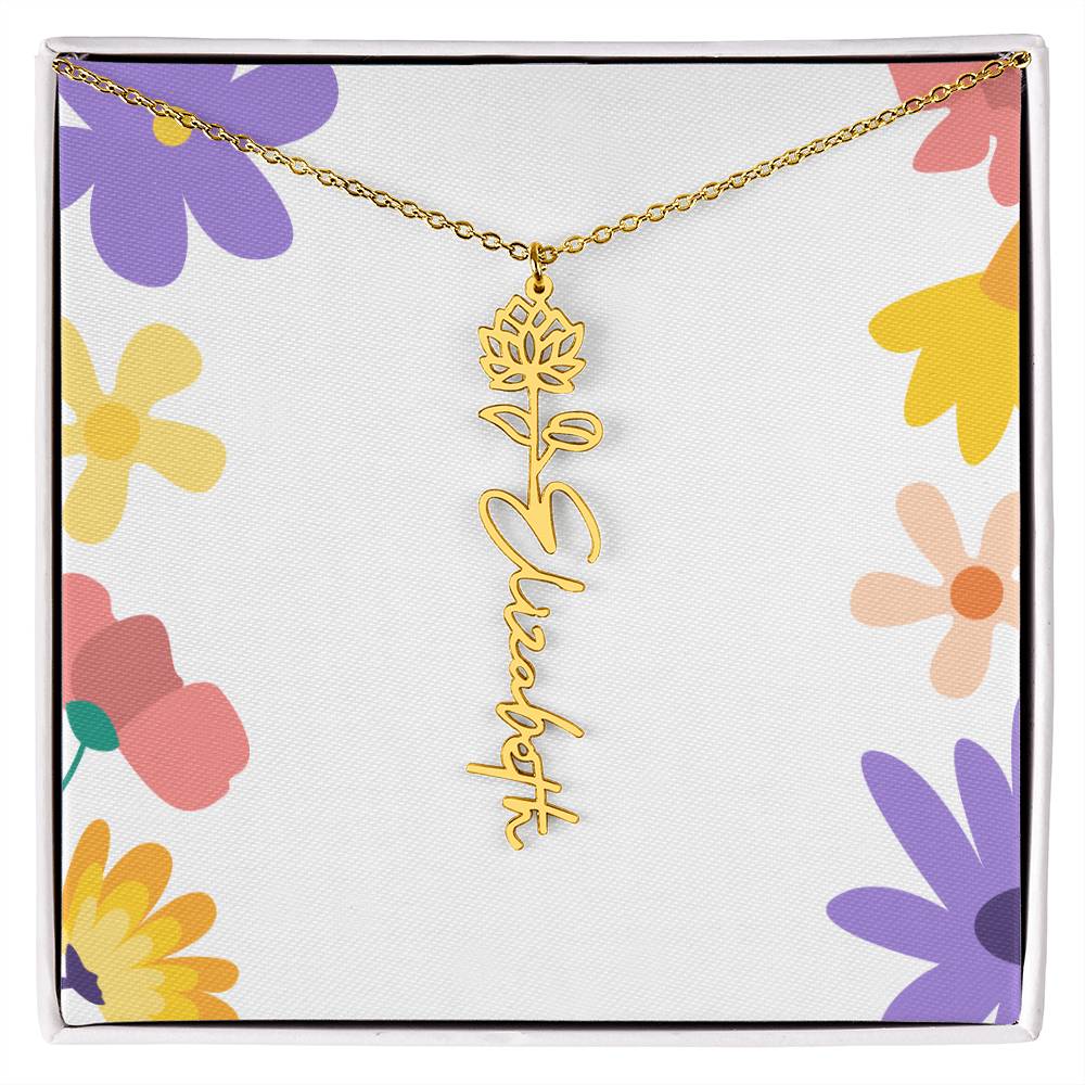 Birth Month Flowers Name Necklace